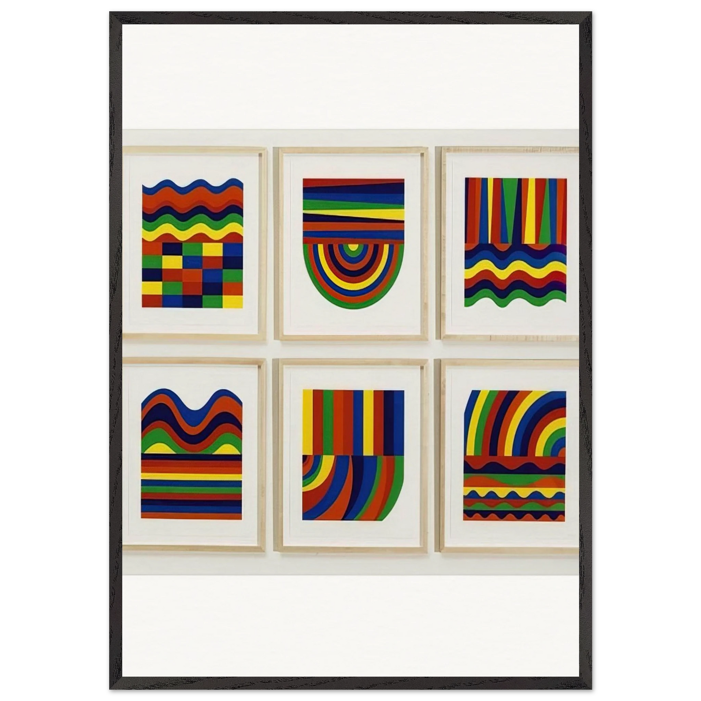 Arcs and Bands in Colors - Sol LeWitt 70x100 cm / 28x40 inches Framed Art Print – Black Wooden Frame