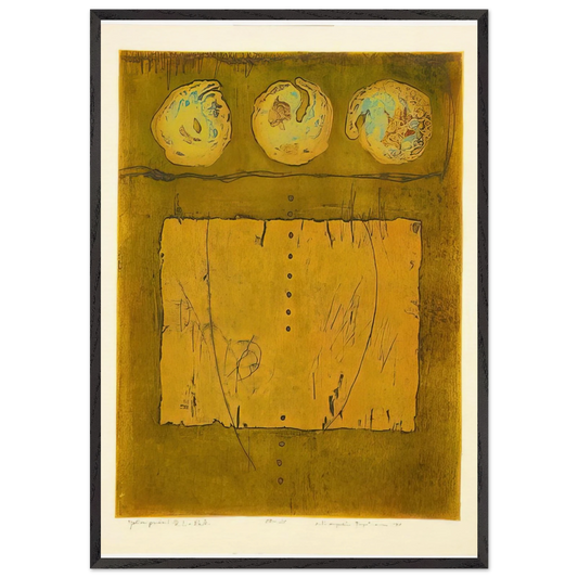 Yellow Print - 1970 - Hiroyuki Tajima 70x100 cm / 28x40 inches Framed Art Print – Black Wooden Frame