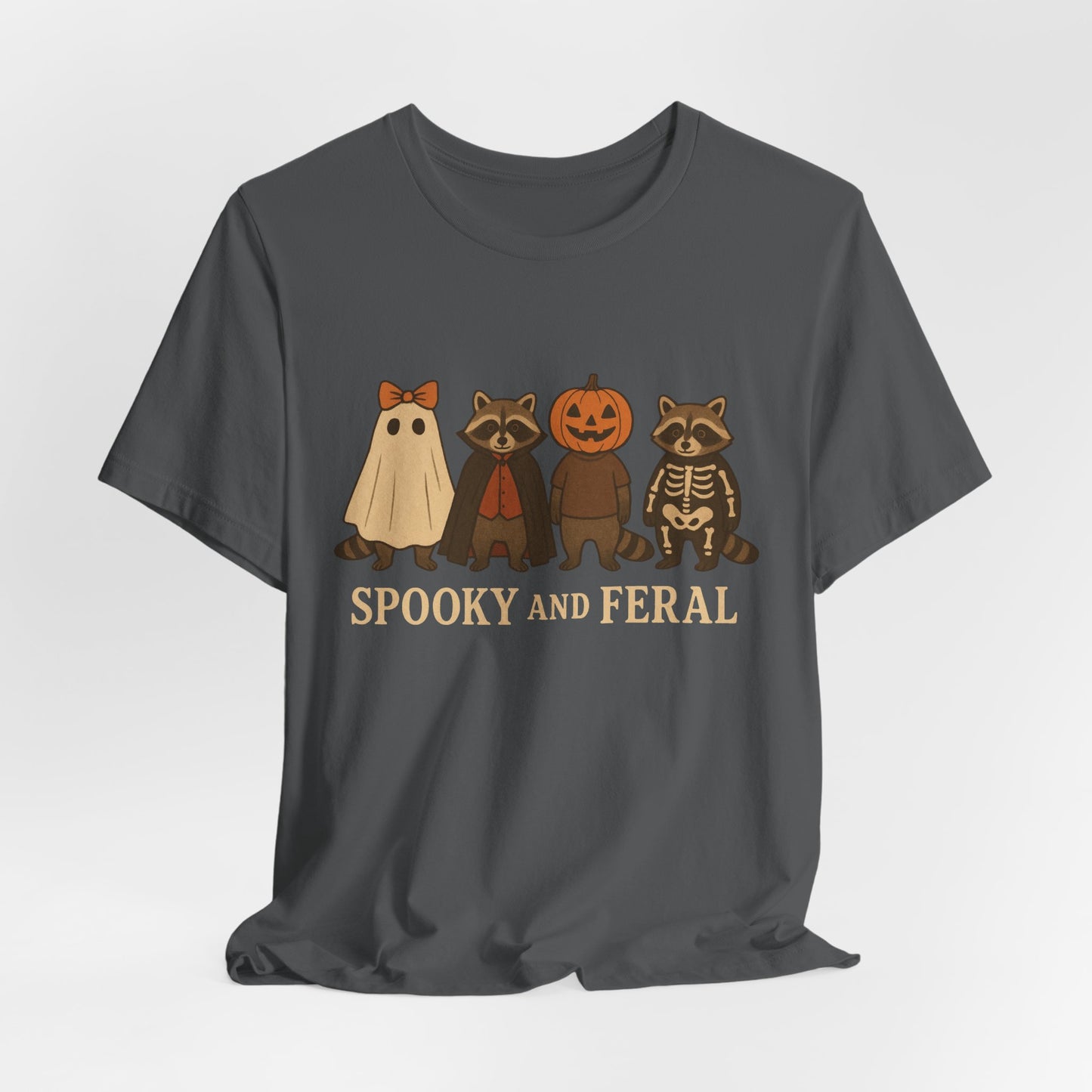 Camiseta de mapache espeluznante, divertida camiseta gráfica de Halloween, bonita camiseta vintage de otoño, moderna camiseta de Halloween para mujer, camiseta de mapache salvaje