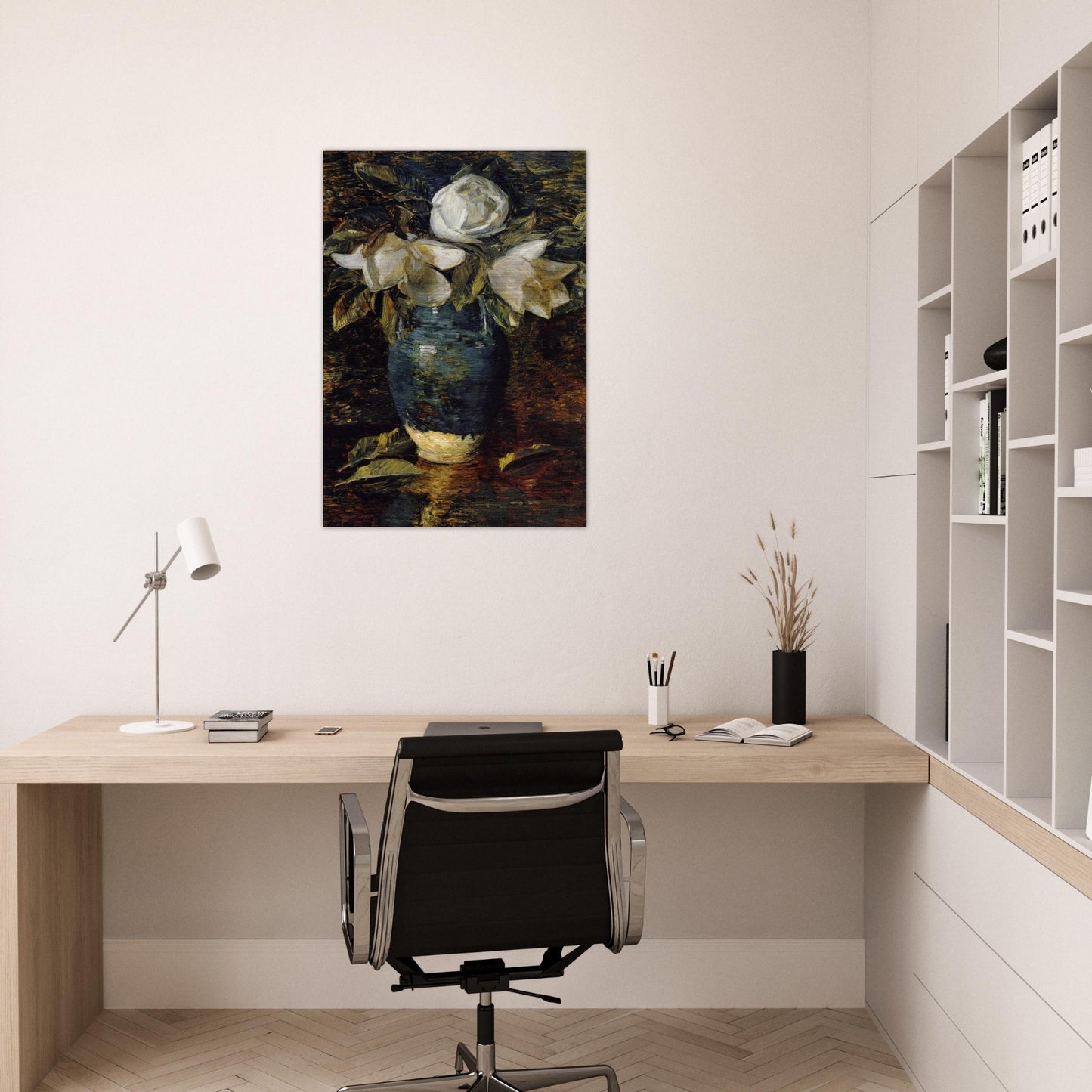 Giant Magnolias - Childe Hassam Brushed Aluminum Print - 70x100 cm / 28x40 inches | Childe Hassam Aluminum Print | Childe Hassam Prints