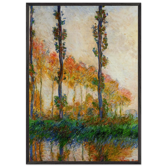 The Three Trees Autumn - claude monet 70x100 cm / 28x40 inches Framed Art Print – Black Wooden Frame