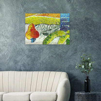 Caju e Bananas - Naïve Art Primitivism - Aldemir Martins Brushed Aluminum Print - 70x100 cm / 28x40 inches | Aldemir Martins Aluminum Print | Aldemir Martins Prints