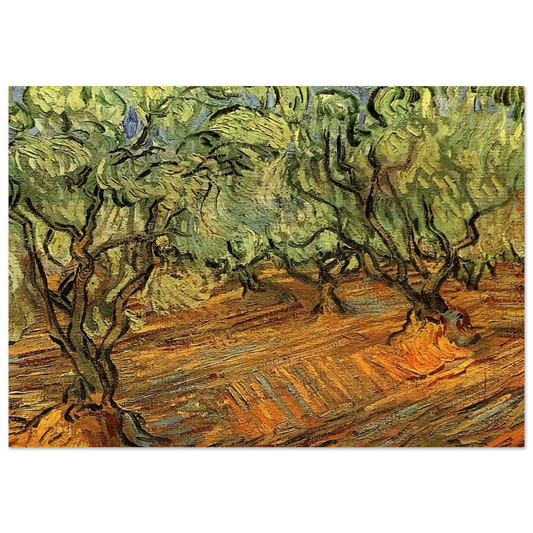Olive Grove - Bright Blue Sky - Vincent van Gogh Brushed Aluminum Print - 70x100 cm / 28x40 inches | Vincent van Gogh Aluminum Print | Vincent van Gogh Prints