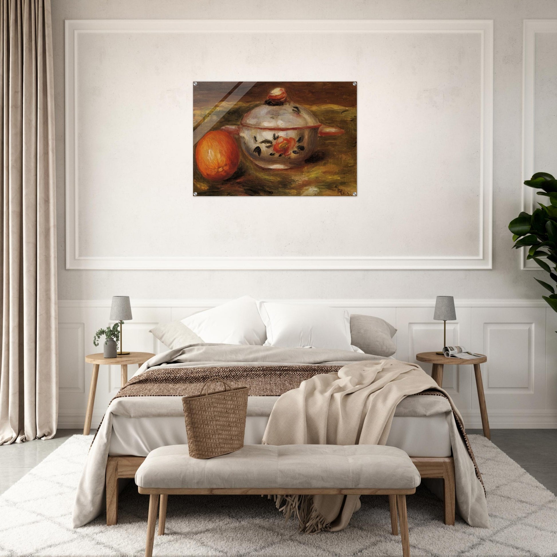 Still Life with Orange and Sugar Bowl - Pierre-Auguste Renoir Acrylic Print - 70x100 cm / 28x40″ inches