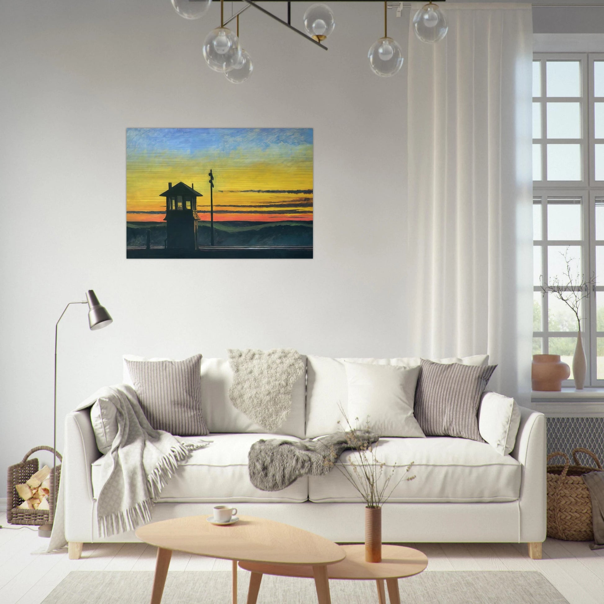 Railroad Sunset - Edward Hopper Brushed Aluminum Print - 70x100 cm / 28x40 inches | Edward Hopper Aluminum Print | Edward Hopper Prints