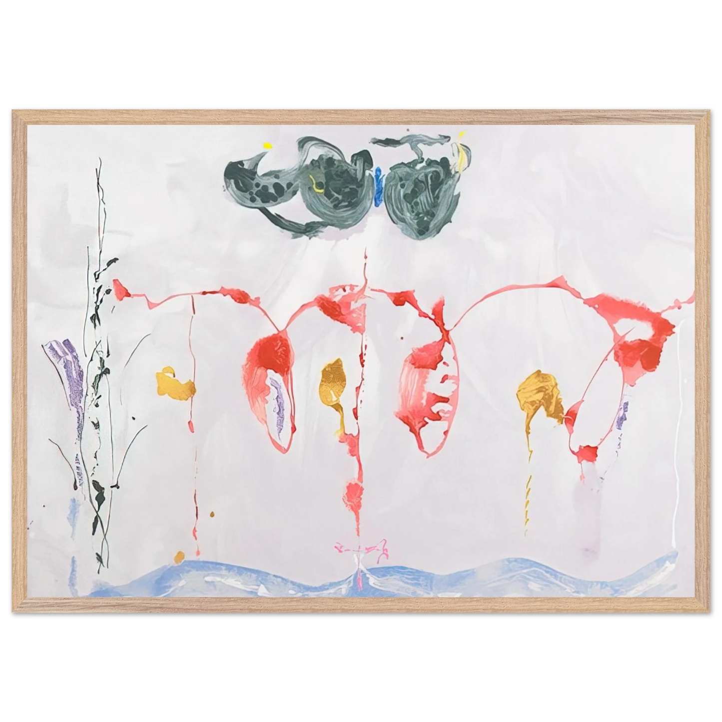 Helen Frankenthaler - Aerie - 2009 Wall art - 50x70 cm / 20x28 inches - Premium Wooden Framed Poster With Fine Art Paper-canvas - Black frame