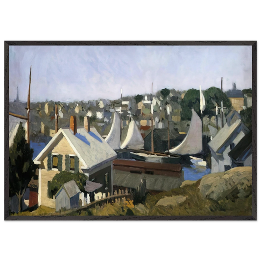 Gloucester Harbor - Edward Hopper 70x100 cm / 28x40 inches Framed Art Print – Black Wooden Frame