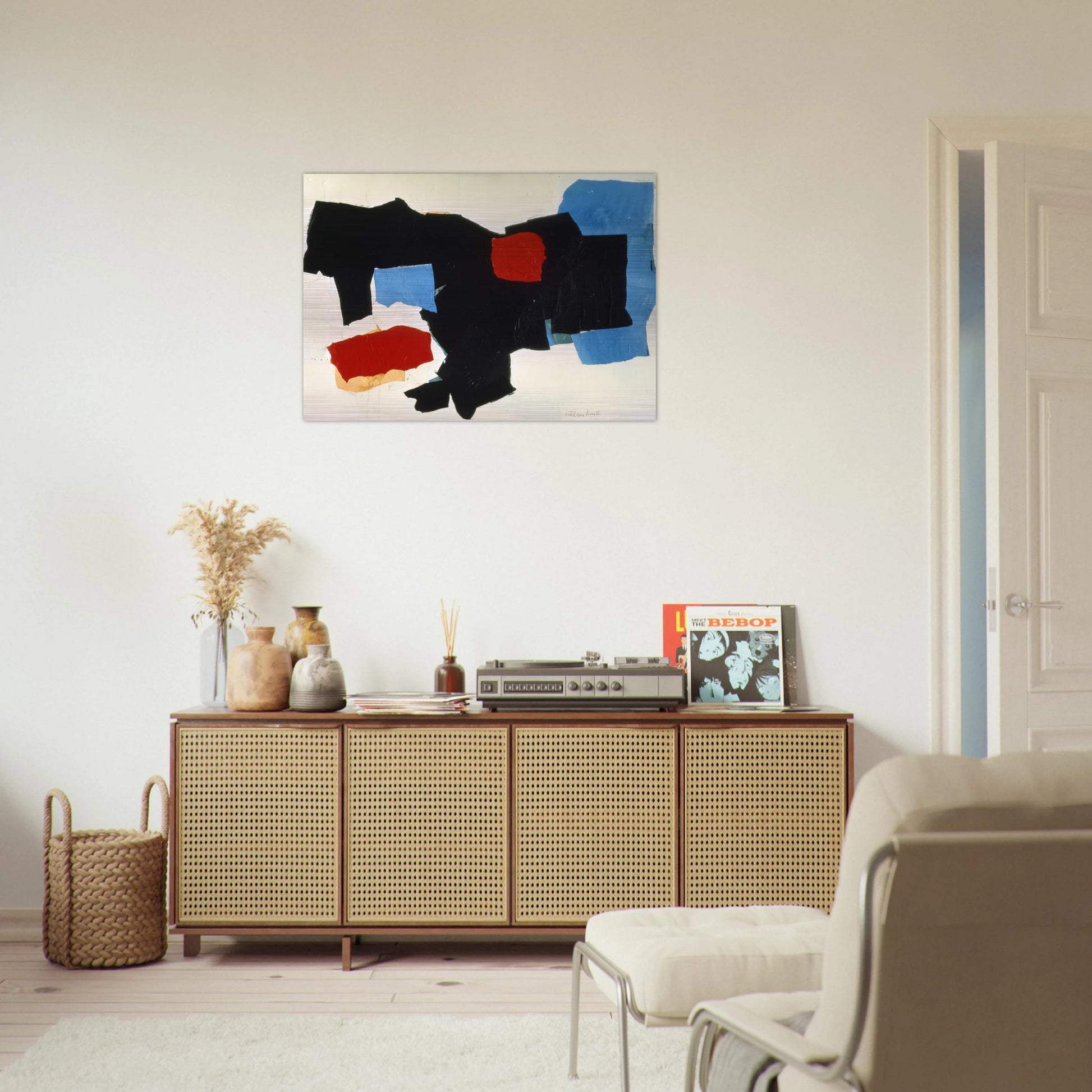 BLUE RED BLACK AND WHITE 1961 - Esteban Vicente Brushed Aluminum Print - 70x100 cm / 28x40 inches | Esteban Vicente Aluminum Print | Esteban Vicente Prints
