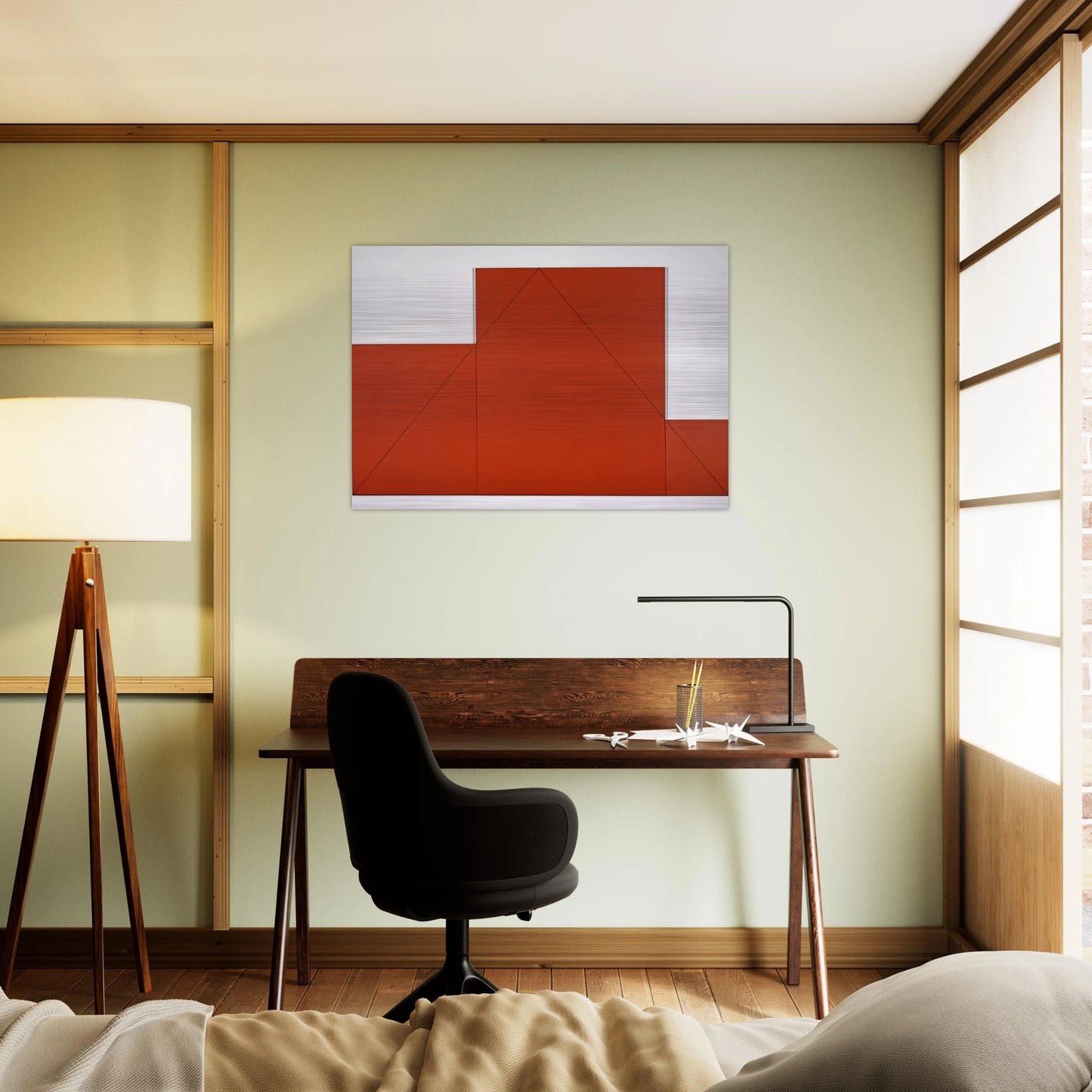A TRIANGLE WITHIN THREE RECTANGLES 1977 - Robert Mangold Brushed Aluminum Print - 70x100 cm / 28x40 inches | Robert Mangold Aluminum Print | Robert Mangold Prints