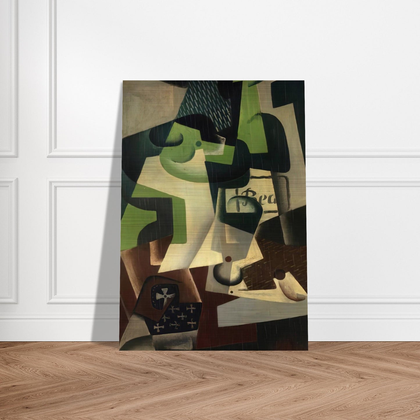 BOTTLE OF BEAUNE AND A FRUIT DISH 1917 - Juan Gris Brushed Aluminum Print - 70x100 cm / 28x40 inches | Juan Gris Aluminum Print | Juan Gris Prints