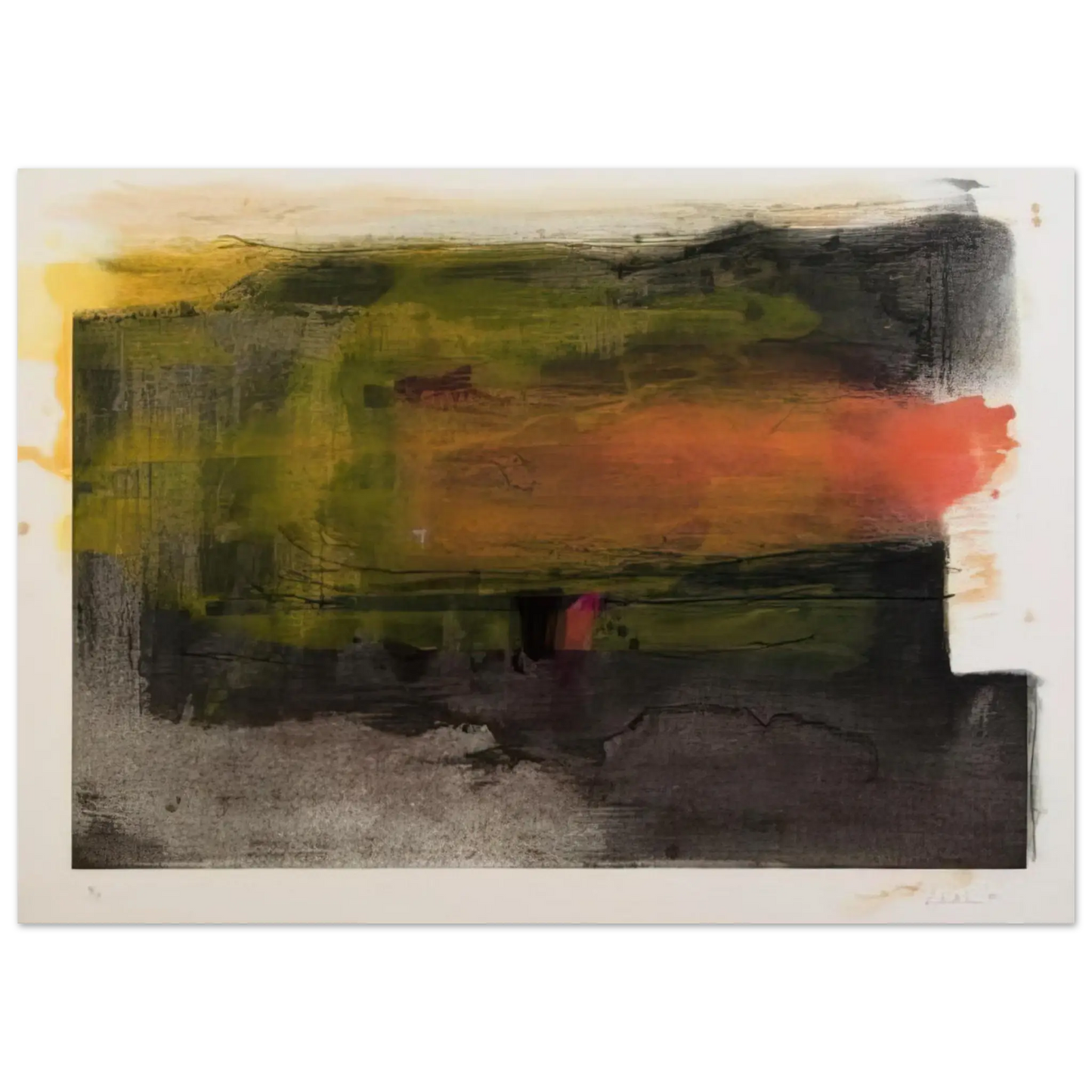 Helen Frankenthaler - Deep Sun - 1983 Wall art - 40x50 cm / 16x20 Inches - Premium Wooden Framed Poster With Fine Art Paper - White frame