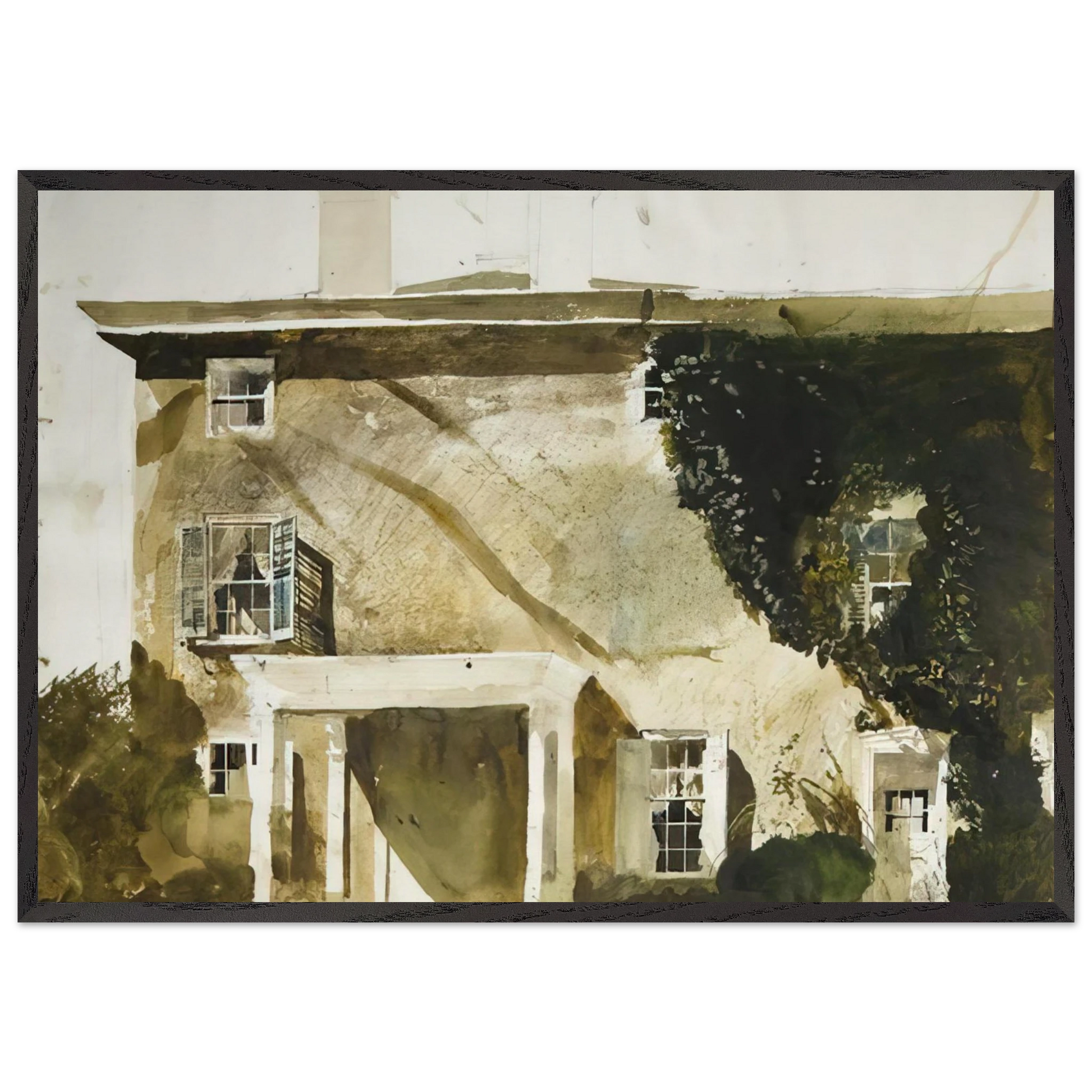 THE HATTON HOUSE 1967 - Andrew Wyeth 70x100 cm / 28x40 inches Framed Art Print – Black Wooden Frame