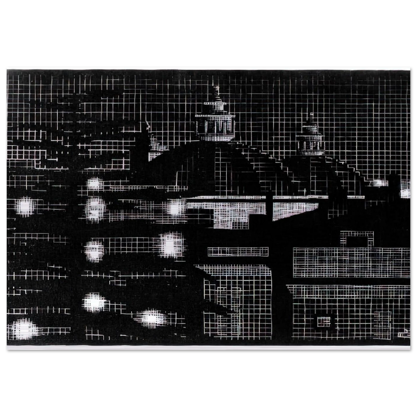 NOCTURNAL ROME 5 - MC Escher Brushed Aluminum Print - 70x100 cm / 28x40 inches | MC Escher Aluminum Print | MC Escher Prints