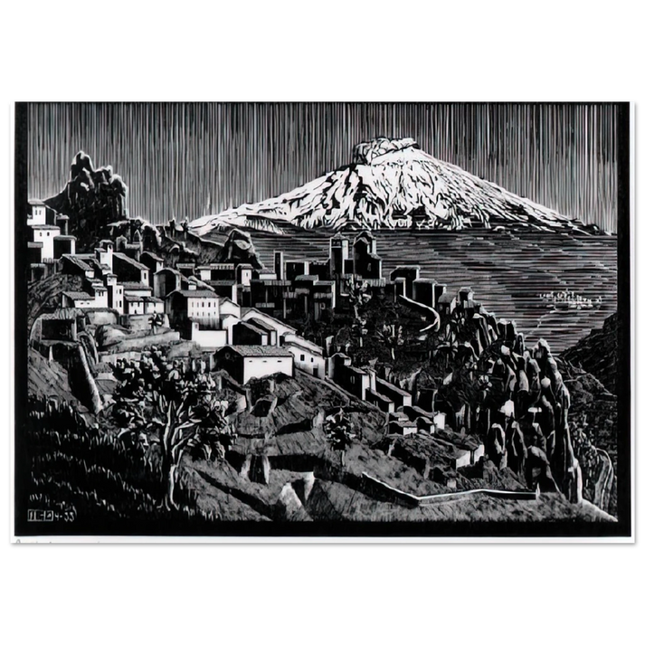 MC Escher - ESCHER (17) Wall Art - 30x40 cm / 12x16 inches - Premium Wooden Framed Poster With Fine Art Paper-canvas - White frame
