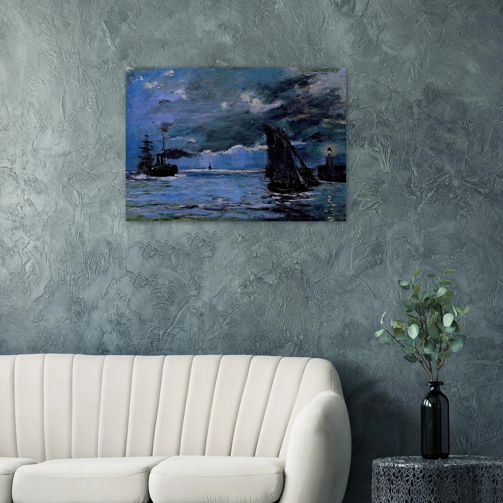 Seascape, Night Effect - claude monet Brushed Aluminum Print - 70x100 cm / 28x40 inches | claude monet Aluminum Print | claude monet Prints
