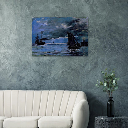 Seascape, Night Effect - claude monet Brushed Aluminum Print - 70x100 cm / 28x40 inches | claude monet Aluminum Print | claude monet Prints