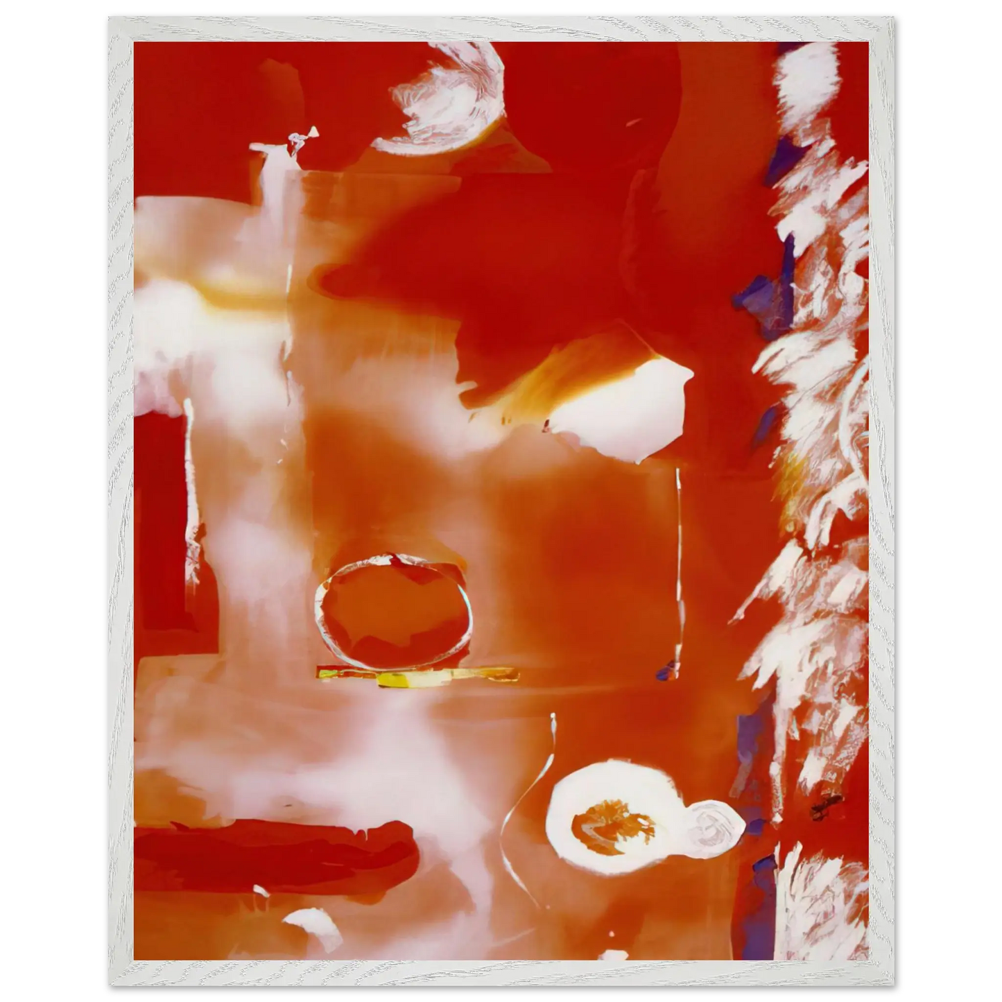 Helen Frankenthaler - Seeing the Moon on a Hot Summer Day - 1987 Wall art - A2 (42 x 59.4  cm) - Premium Wooden Framed Poster With Fine Art Paper - White frame