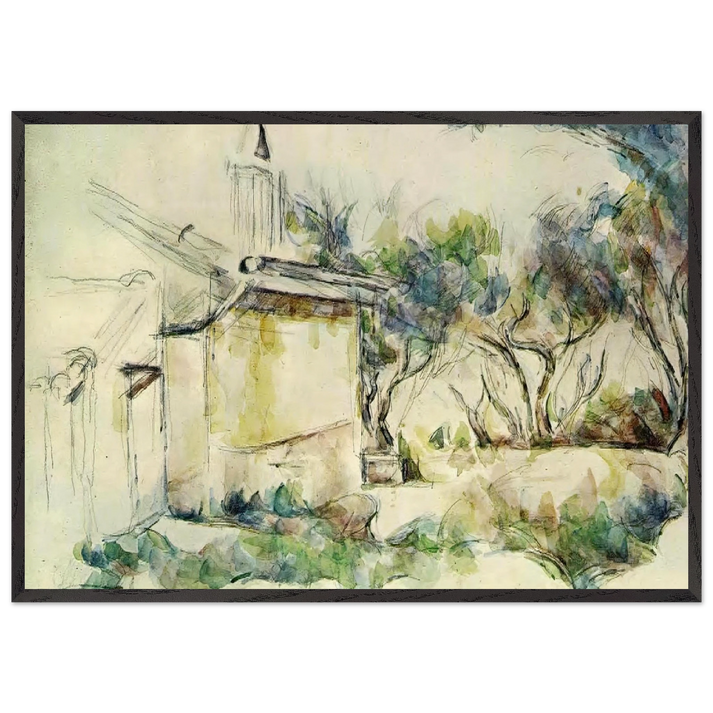 Jourdans Cottage - Paul Cezanne 70x100 cm / 28x40 inches Framed Art Print – Black Wooden Frame