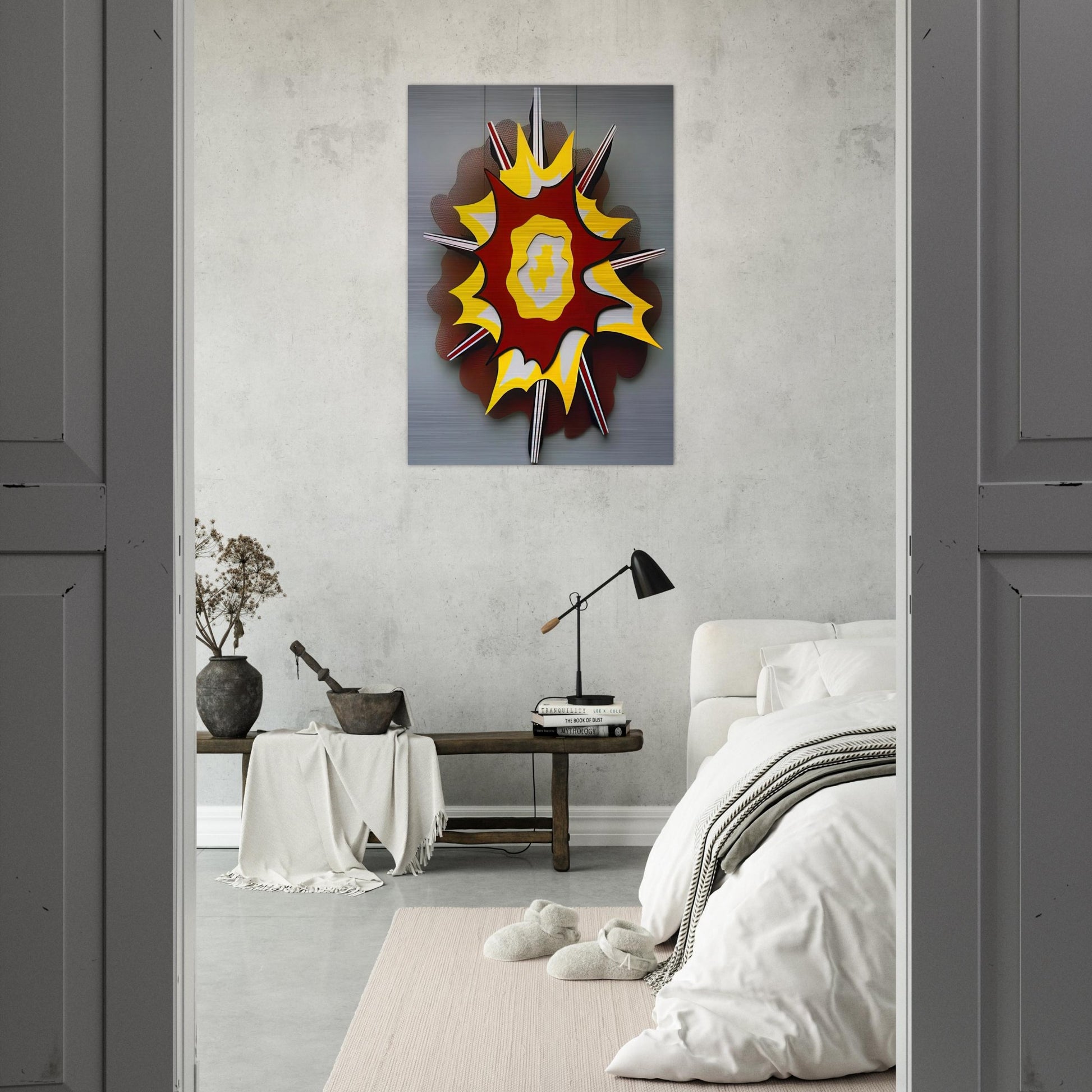EXPLOSION I 1965 - Roy Lichtenstein Brushed Aluminum Print - 70x100 cm / 28x40 inches | Roy Lichtenstein Aluminum Print | Roy Lichtenstein Prints