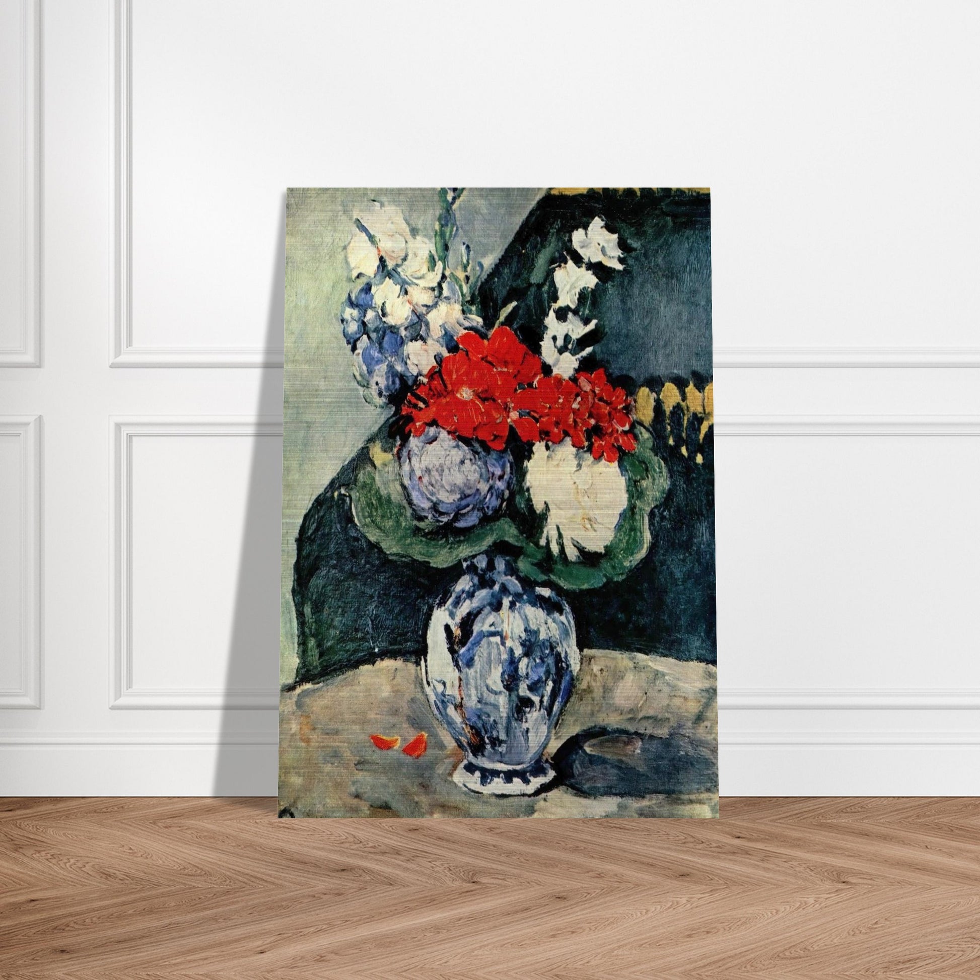 Still life, Delft vase with flowers - Paul Cézanne Brushed Aluminum Print - 70x100 cm / 28x40 inches | Paul Cézanne Aluminum Print | Paul Cézanne Prints