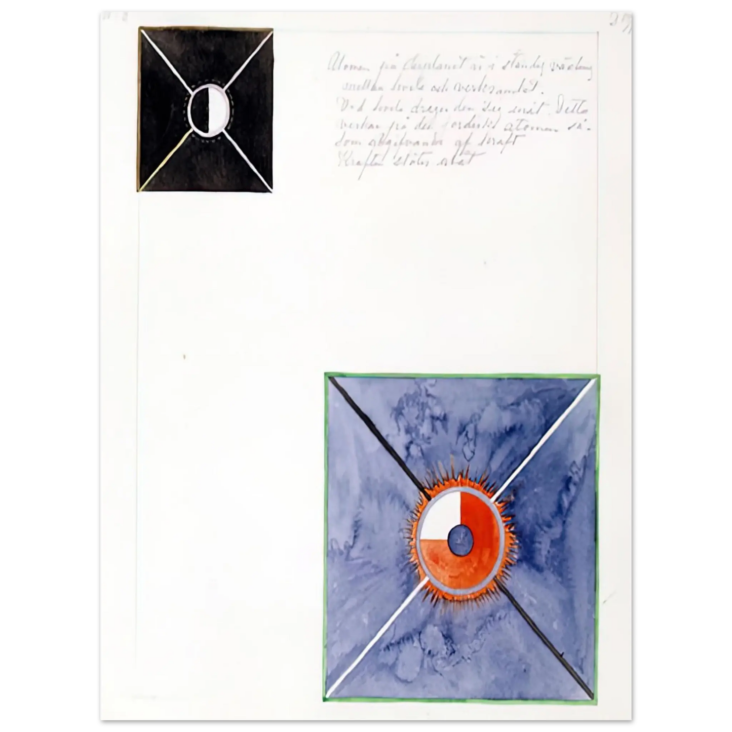 Hilma af Klint - ATOM SERIES NO 8 ATOM ON THE ETHER PLANE IS IN CONSTANT CHANGE BETWEEN REST AND ACTIVITY AT THE 1917 Wall art - A2 (42 x 59.4  cm) - Premium Wooden Framed Poster With Fine Art Paper - White frame