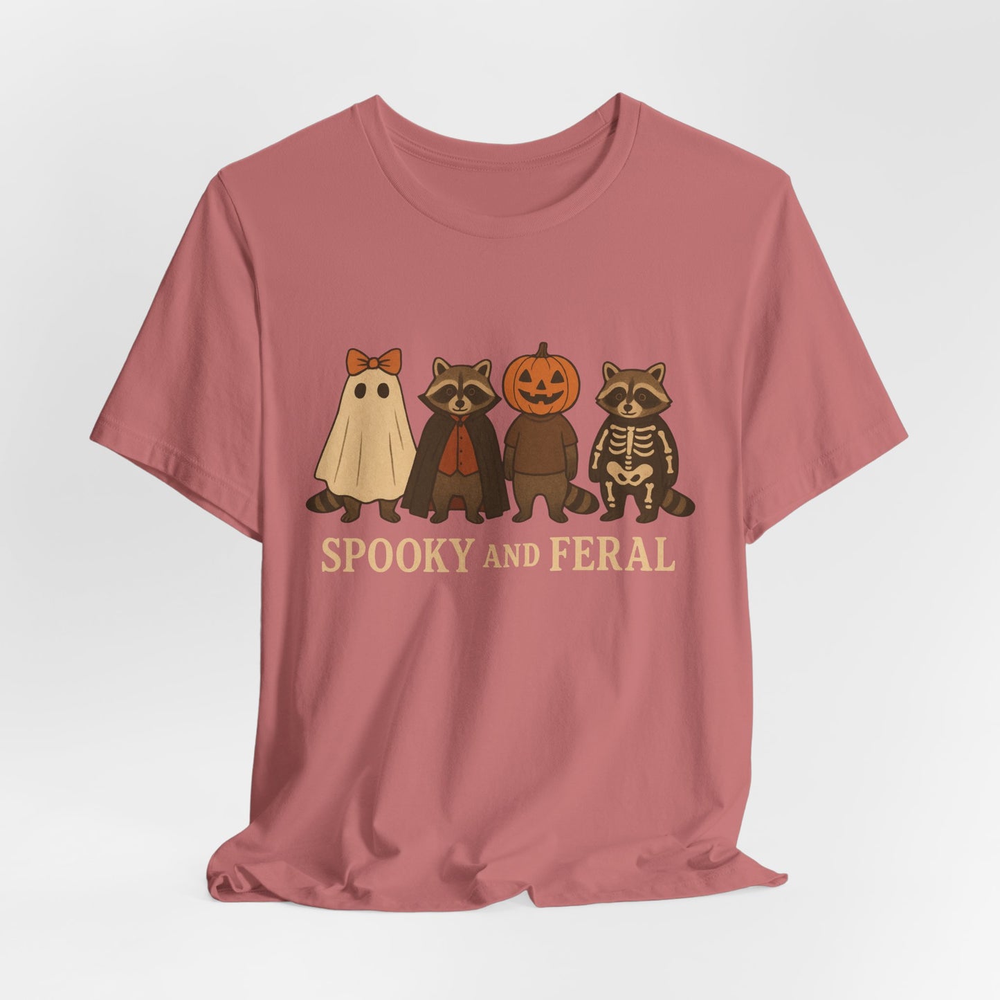 Camiseta de mapache espeluznante, divertida camiseta gráfica de Halloween, bonita camiseta vintage de otoño, moderna camiseta de Halloween para mujer, camiseta de mapache salvaje