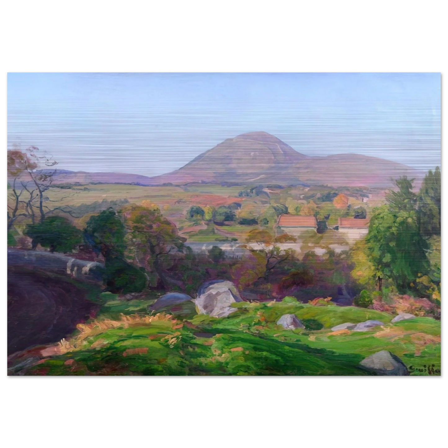 Landscape of Puy de Dôme - Armand Guillaumin Brushed Aluminum Print - 70x100 cm / 28x40 inches | Armand Guillaumin Aluminum Print | Armand Guillaumin Prints