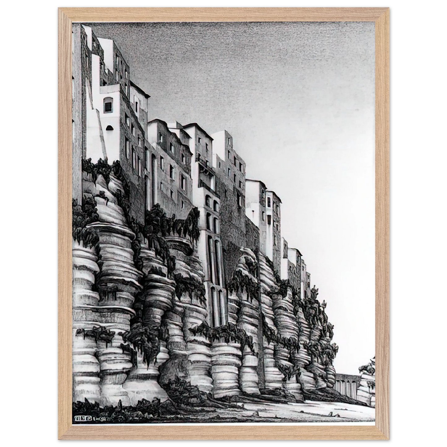 MC Escher - TROPEA CALABRIA Wall art - 30x40 cm / 12x16 inches - Premium Wooden Framed Poster With Fine Art Paper-canvas - White frame