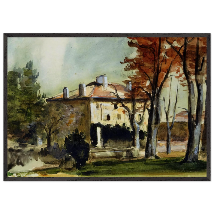 The Manor House at Jas de Bouffan - Paul Cezanne 70x100 cm / 28x40 inches Framed Art Print – Black Wooden Frame