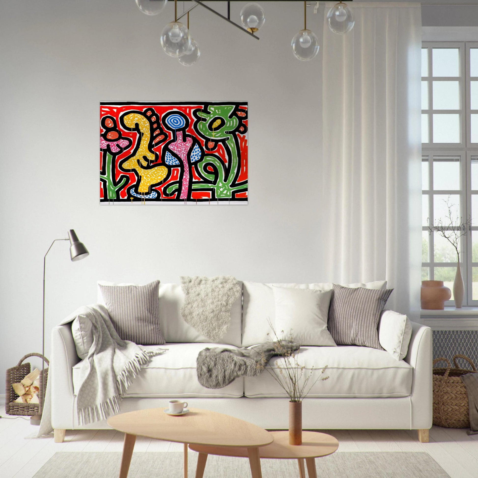 FLOWERS IV 1990 - Keith Haring Brushed Aluminum Print - 70x100 cm / 28x40 inches | Keith Haring Aluminum Print | Keith Haring Prints