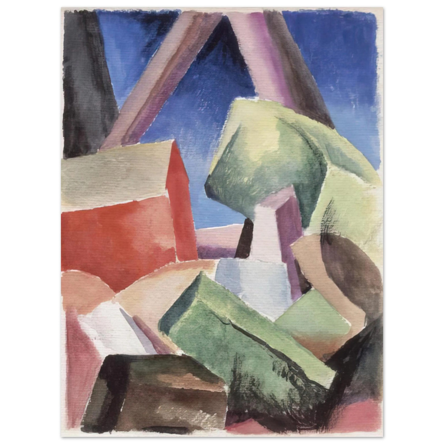 Thomas Hart Benton - HOUSE IN CUBIST LANDSCAPE 1920  75x100 cm / 30x40inches Fine Art Poster