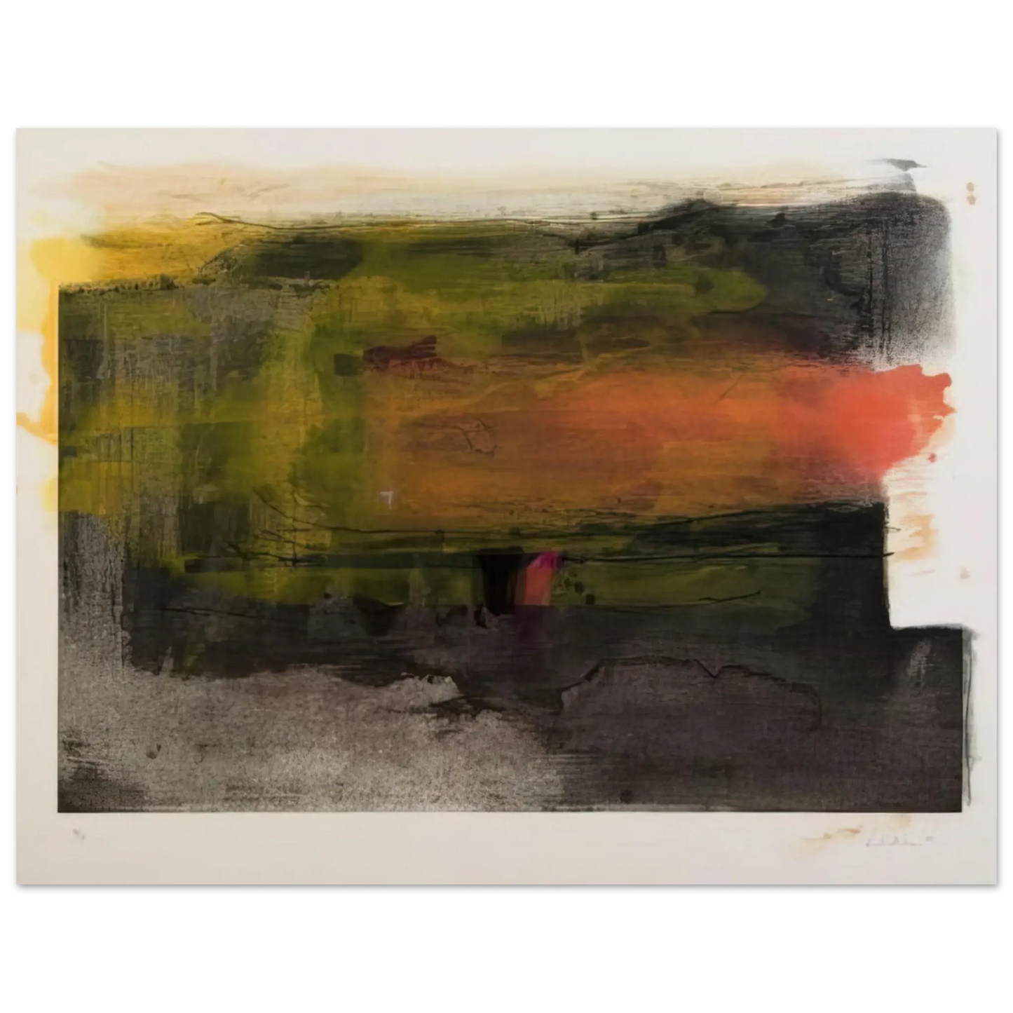 Helen Frankenthaler - Deep Sun - 1983 Wall art - 50x70 cm / 20x28 Inches - Premium Wooden Framed Poster With Fine Art Paper - Wood frame
