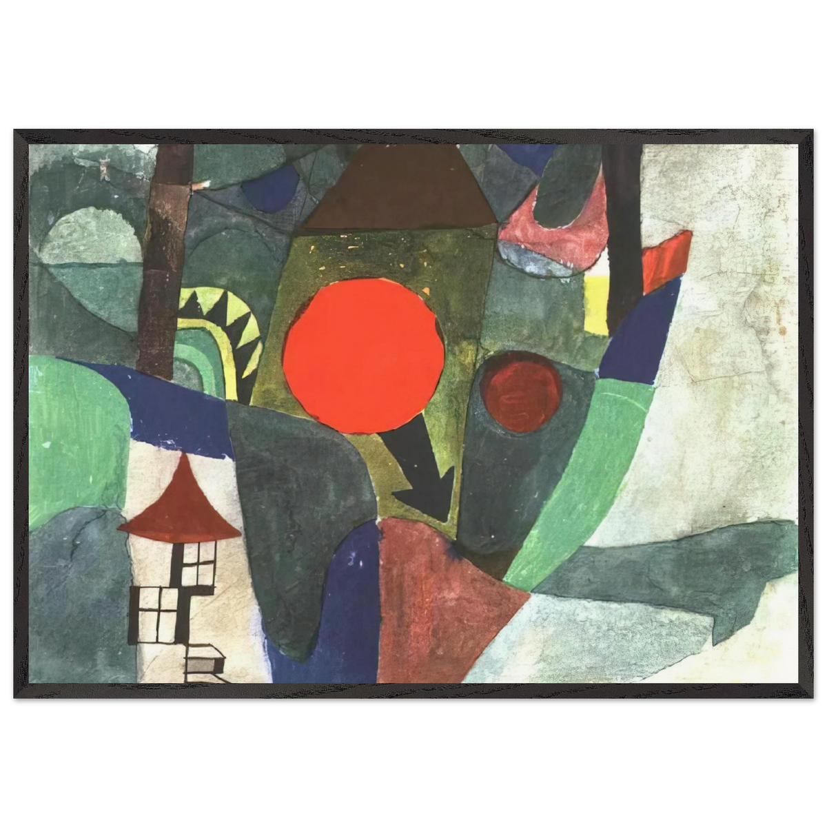 WITH THE SETTING SUN 1919 - Paul Klee 70x100 cm / 28x40 inches Framed Art Print – Black Wooden Frame