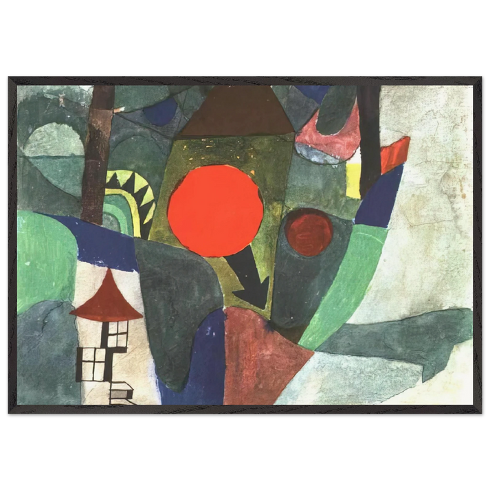 WITH THE SETTING SUN 1919 - Paul Klee 70x100 cm / 28x40 inches Framed Art Print – Black Wooden Frame