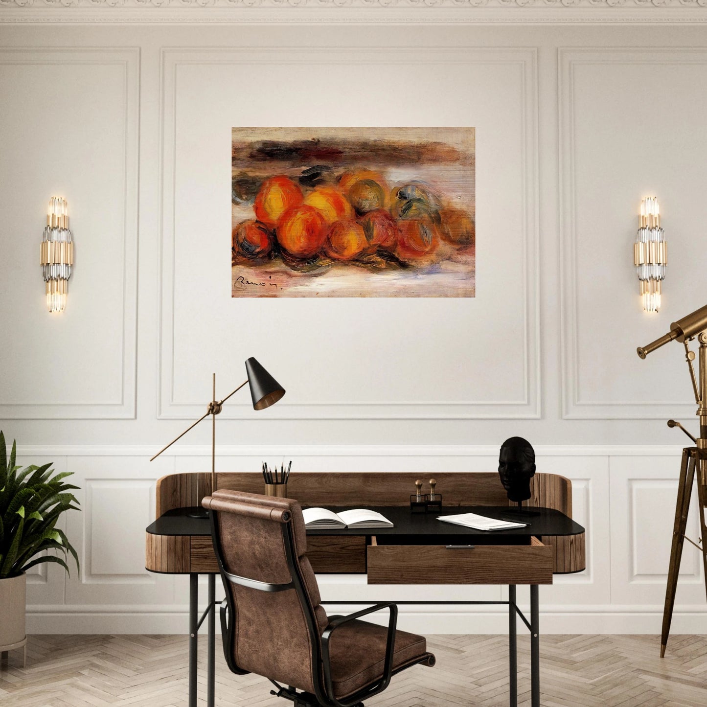 Still Life with Peaches - Pierre-Auguste Renoir Brushed Aluminum Print - 70x100 cm / 28x40 inches | Pierre-Auguste Renoir Aluminum Print | Pierre-Auguste Renoir Prints