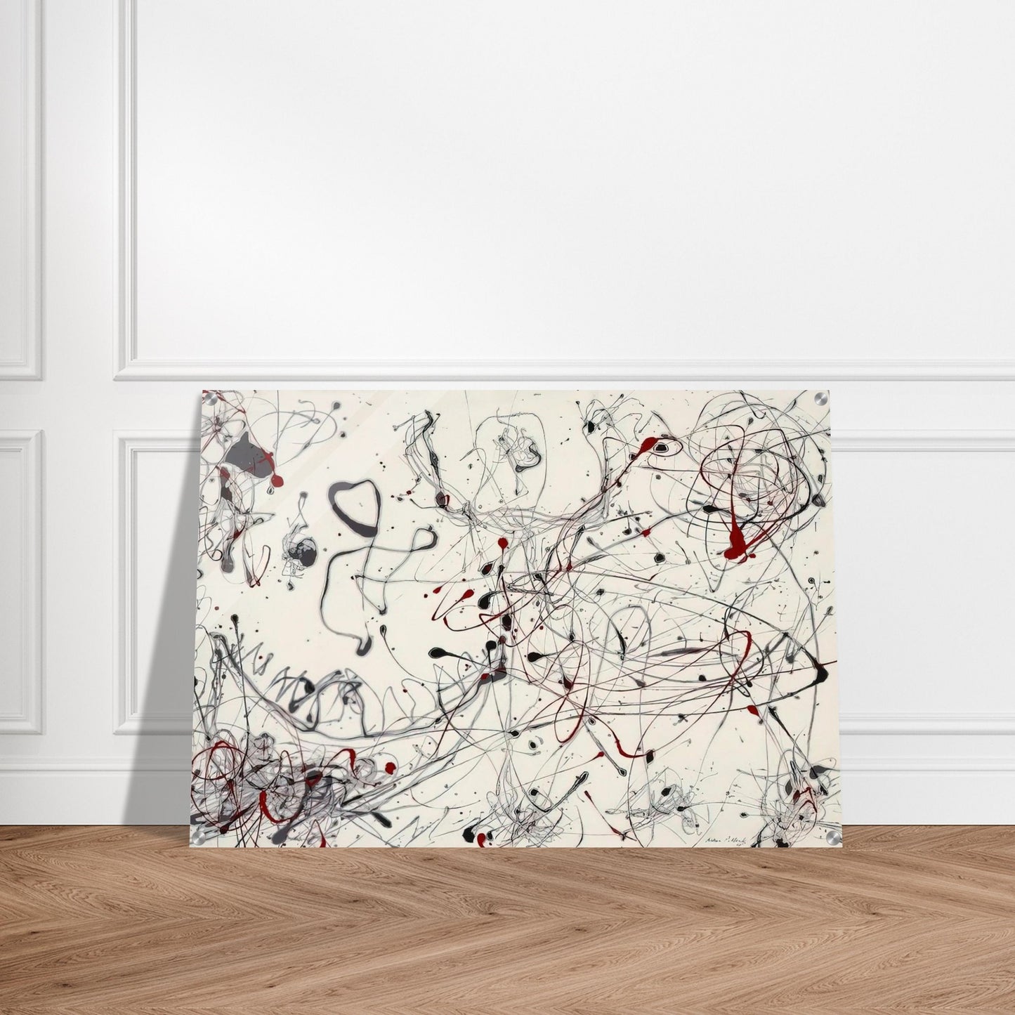 NUMBER 4 GRAY AND RED 1948 - Jackson Pollock Acrylic Print - 70x100 cm / 28x40″ inches | Jackson Pollock Wall Art | Jackson Pollock Prints