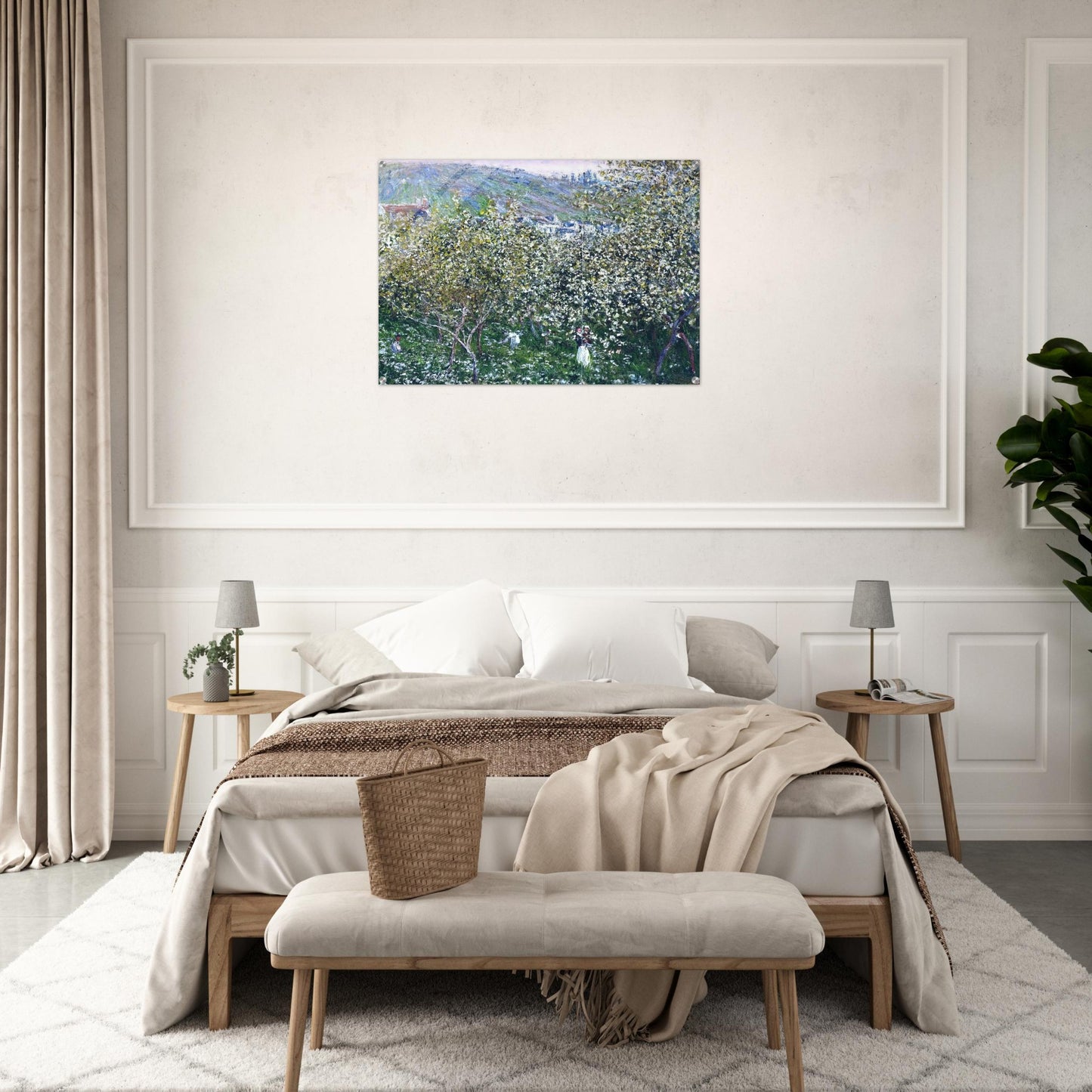 Vetheuil, Flowering Plum Trees - claude monet Acrylic Print - 70x100 cm / 28x40″ inches | claude monet Wall Art | claude monet Prints