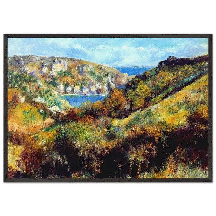 Hills Around Moulin Huet Bay - Pierre-Auguste Renoir 70x100 cm / 28x40 inches Framed Art Print – Black Wooden Frame