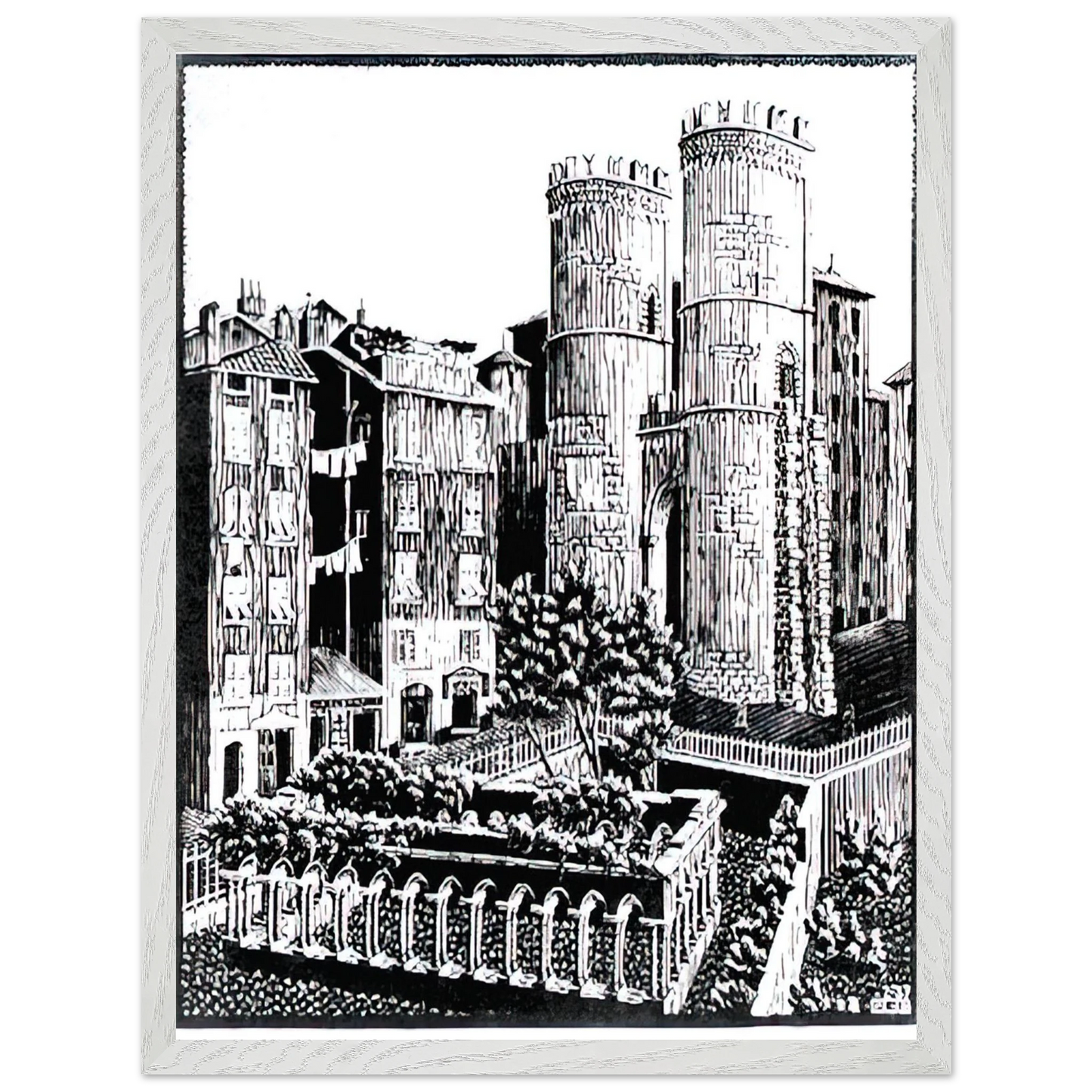 MC Escher - ESCHER (25) Wall Art - 30x40 cm / 12x16 inches - Premium Wooden Framed Poster With Fine Art Paper-canvas - Wood frame
