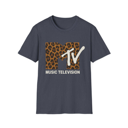 Camiseta gráfica vintage con estampado de guepardo de MTV, camiseta retro de música, televisión, banda de los años 80 y 90, camiseta unisex con estampado animal de rock