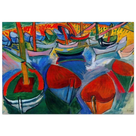 BOATS AT MARTIGUES 1908 - Raoul Dufy Brushed Aluminum Print - 70x100 cm / 28x40 inches | Raoul Dufy Aluminum Print | Raoul Dufy Prints