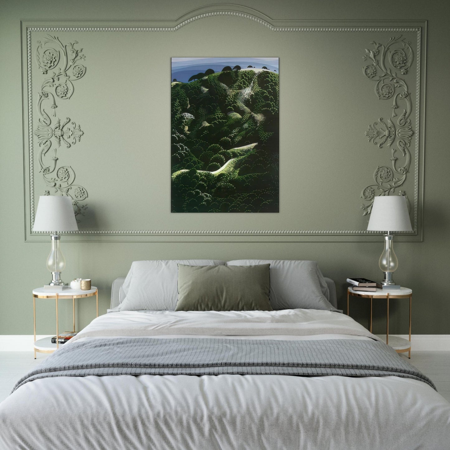 Santa Barbara Mountains - Eyvind Earle Brushed Aluminum Print - 70x100 cm / 28x40 inches | Eyvind Earle Aluminum Print | Eyvind Earle Prints