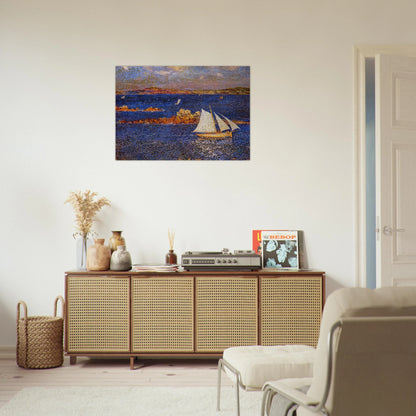 NEAR THE ROCKS OF PER KIRIDEC 1889 - Theo van Rysselberghe Brushed Aluminum Print - 70x100 cm / 28x40 inches | Theo van Rysselberghe Aluminum Print | Theo van Rysselberghe Prints