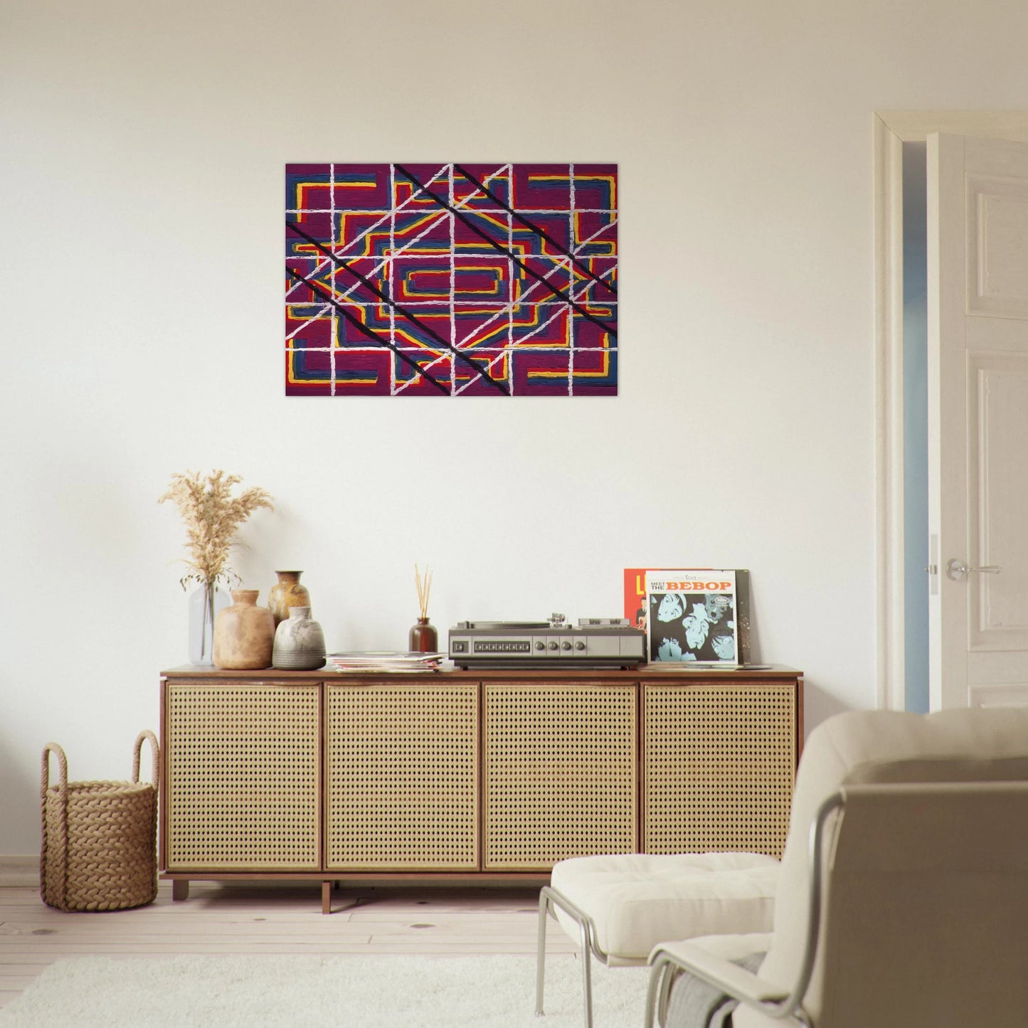 Spanish Door Design Purple - 1959 - Alfred Jensen Brushed Aluminum Print - 70x100 cm / 28x40 inches | Alfred Jensen Aluminum Print | Alfred Jensen Prints