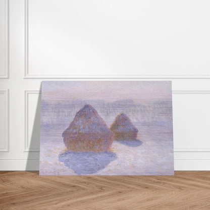 Haystacks Effect of Snow and Sun - claude monet Brushed Aluminum Print - 70x100 cm / 28x40 inches | claude monet Aluminum Print | claude monet Prints