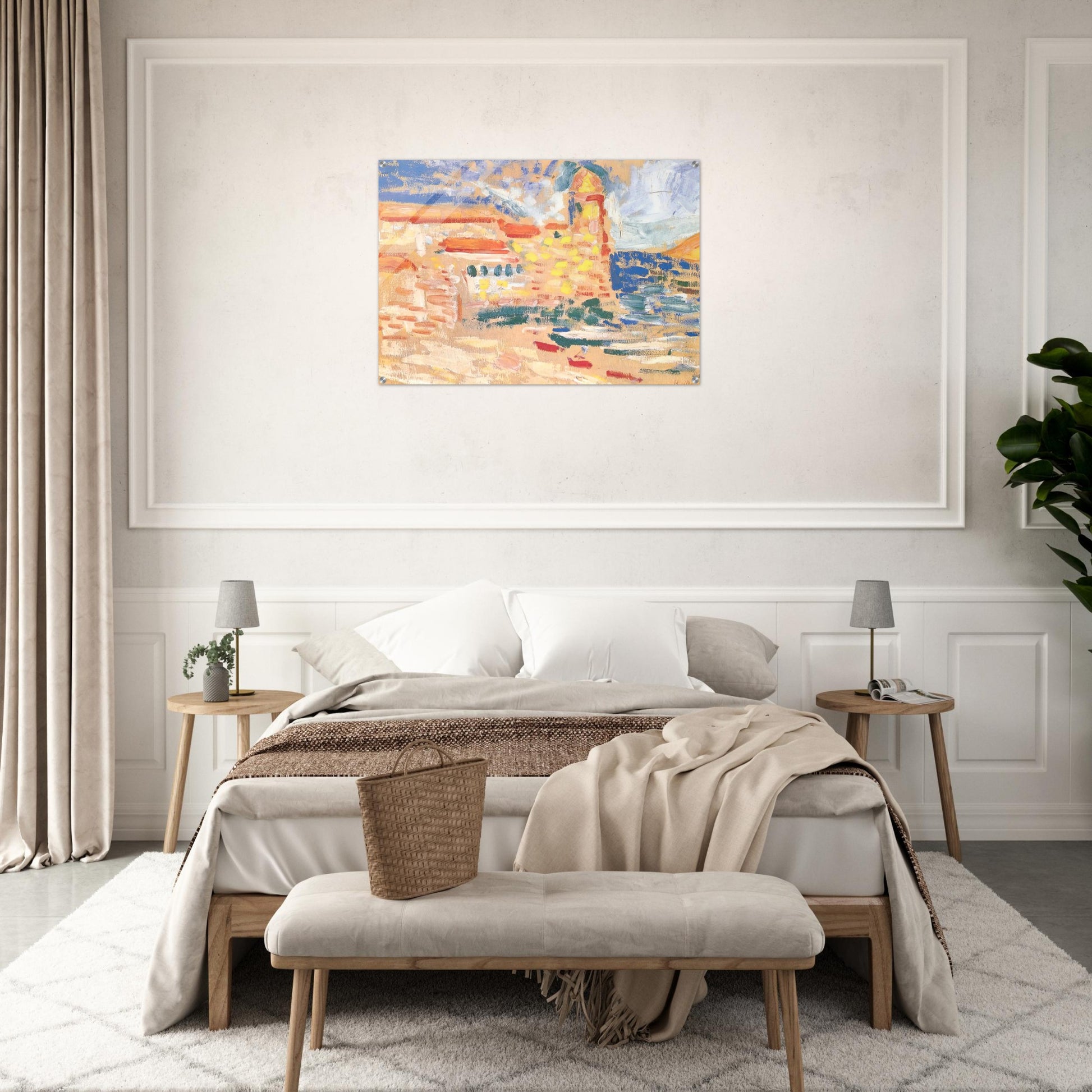 VIEW OF COLLIOURE WITH CHURCH 1905 - Henri Matisse Acrylic Print - 70x100 cm / 28x40″ inches | Henri Matisse Wall Art | Henri Matisse Prints