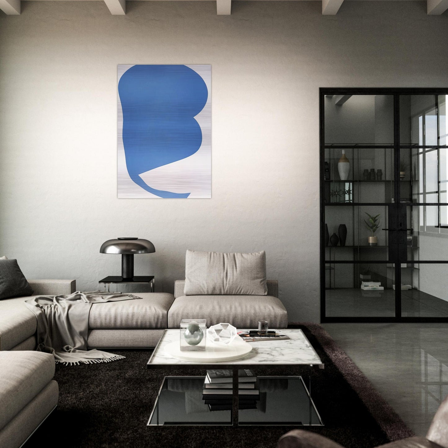 Blue on White - Ellsworth Kelly Brushed Aluminum Print - 70x100 cm / 28x40 inches | Ellsworth Kelly Aluminum Print | Ellsworth Kelly Prints