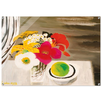 Still Life with Fruit and Flowers - 1988 - Mary Fedden Acrylic Print - 70x100 cm / 28x40″ inches