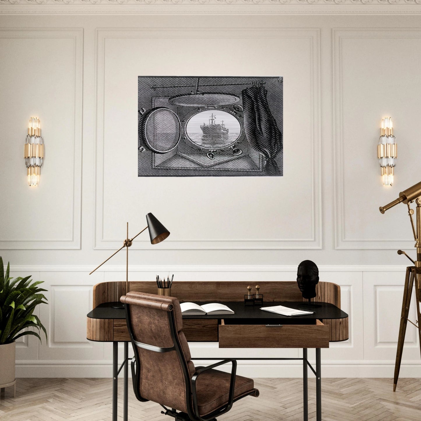 PORTHOLE - MC Escher Brushed Aluminum Print - 70x100 cm / 28x40 inches | MC Escher Aluminum Print | MC Escher Prints