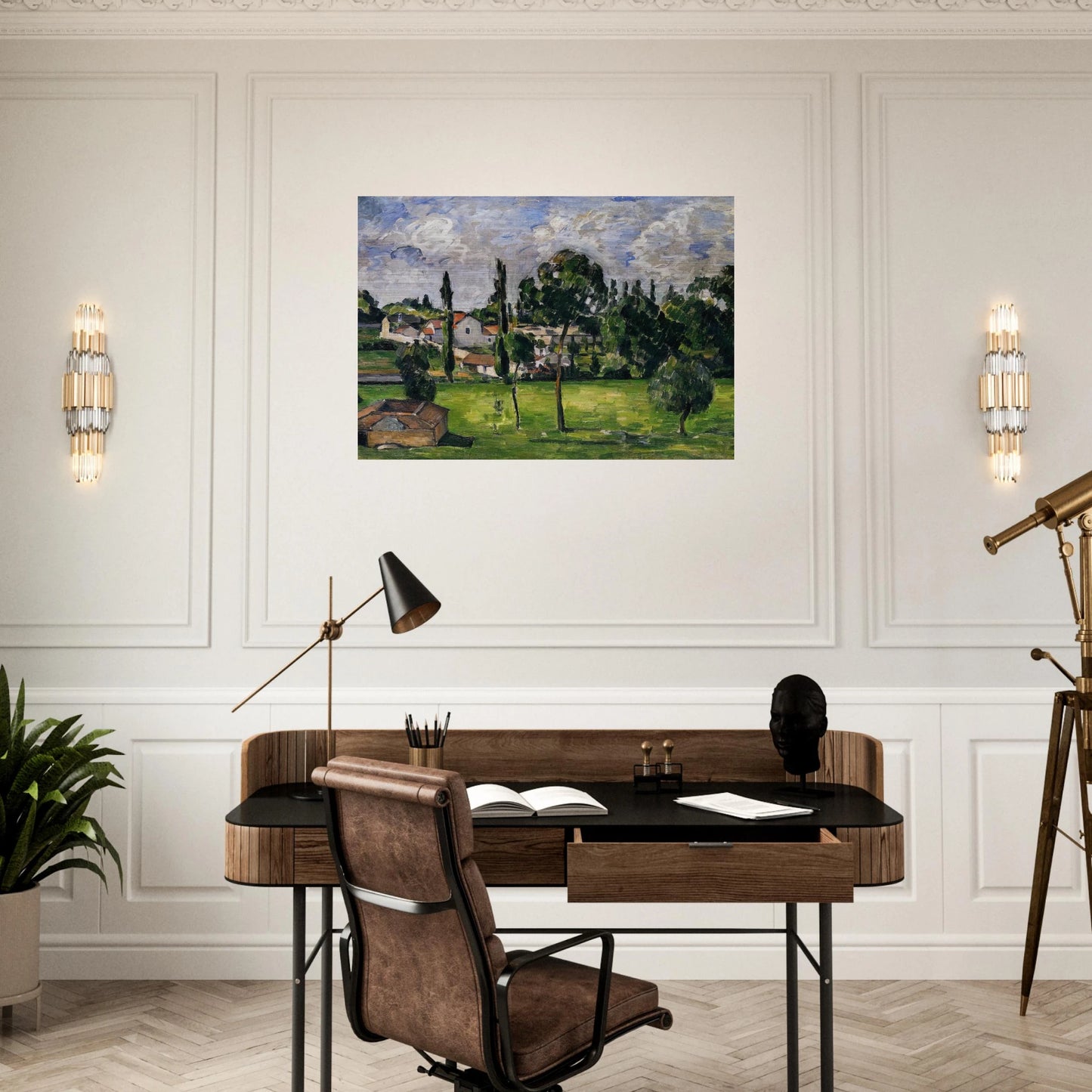 Landscape with Waterline - Paul Cézanne Brushed Aluminum Print - 70x100 cm / 28x40 inches | Paul Cézanne Aluminum Print | Paul Cézanne Prints